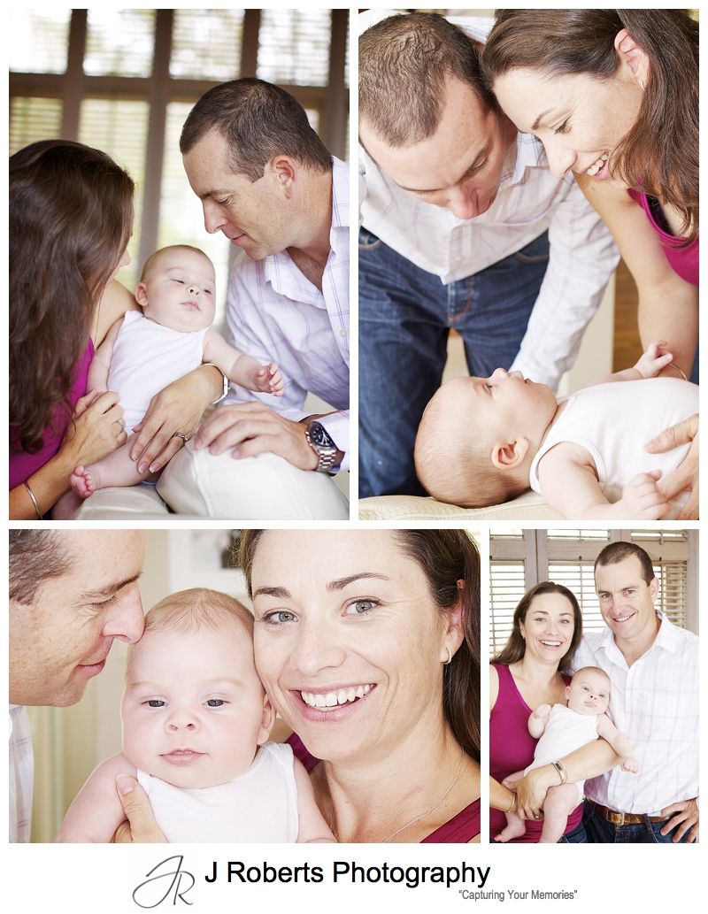12 week old baby portraits with his parents - family portrait photography sydney